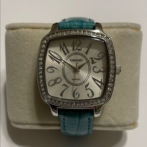 Embassy Silver Watch with Blue Strap